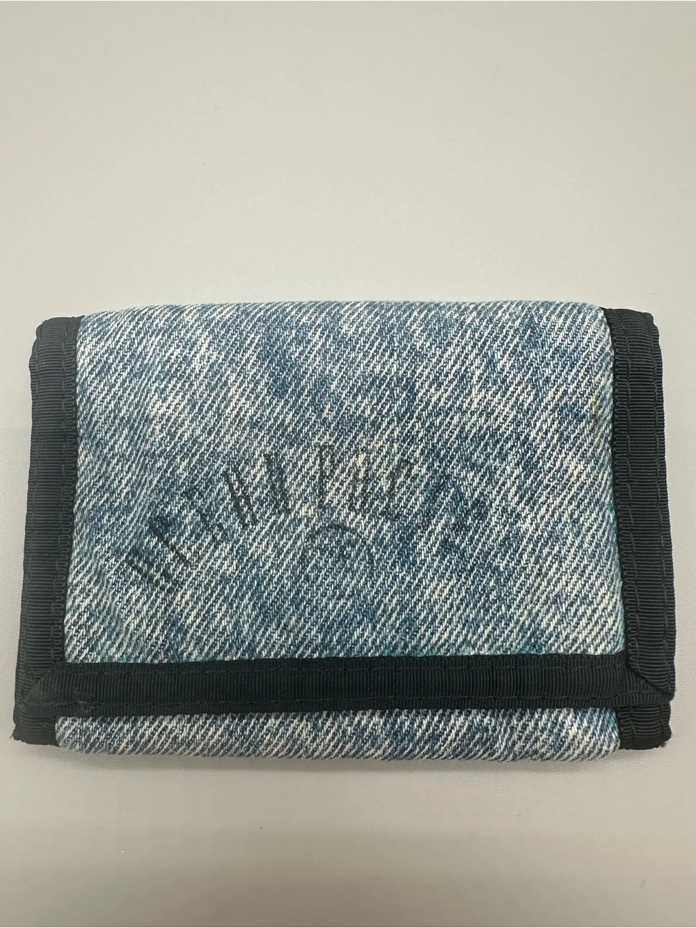Vintage 90s OP Ocean Pacific Acid Wash Denim Trifold Velcro Wallet